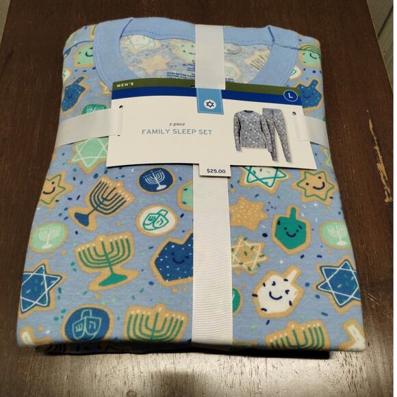 Target NEW Men's Size Large Blue Hanukkah Jewish Holiday 2 Piece Pajama Set - Picture 1 of 5